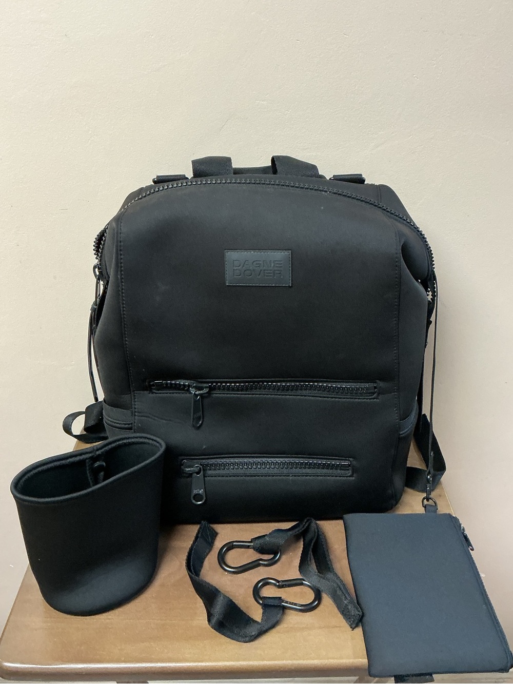 Dagne Dover Indi Neoprene Stretch Large Black Diaper Travel Work Backpack Bag - Picture 10 of 13